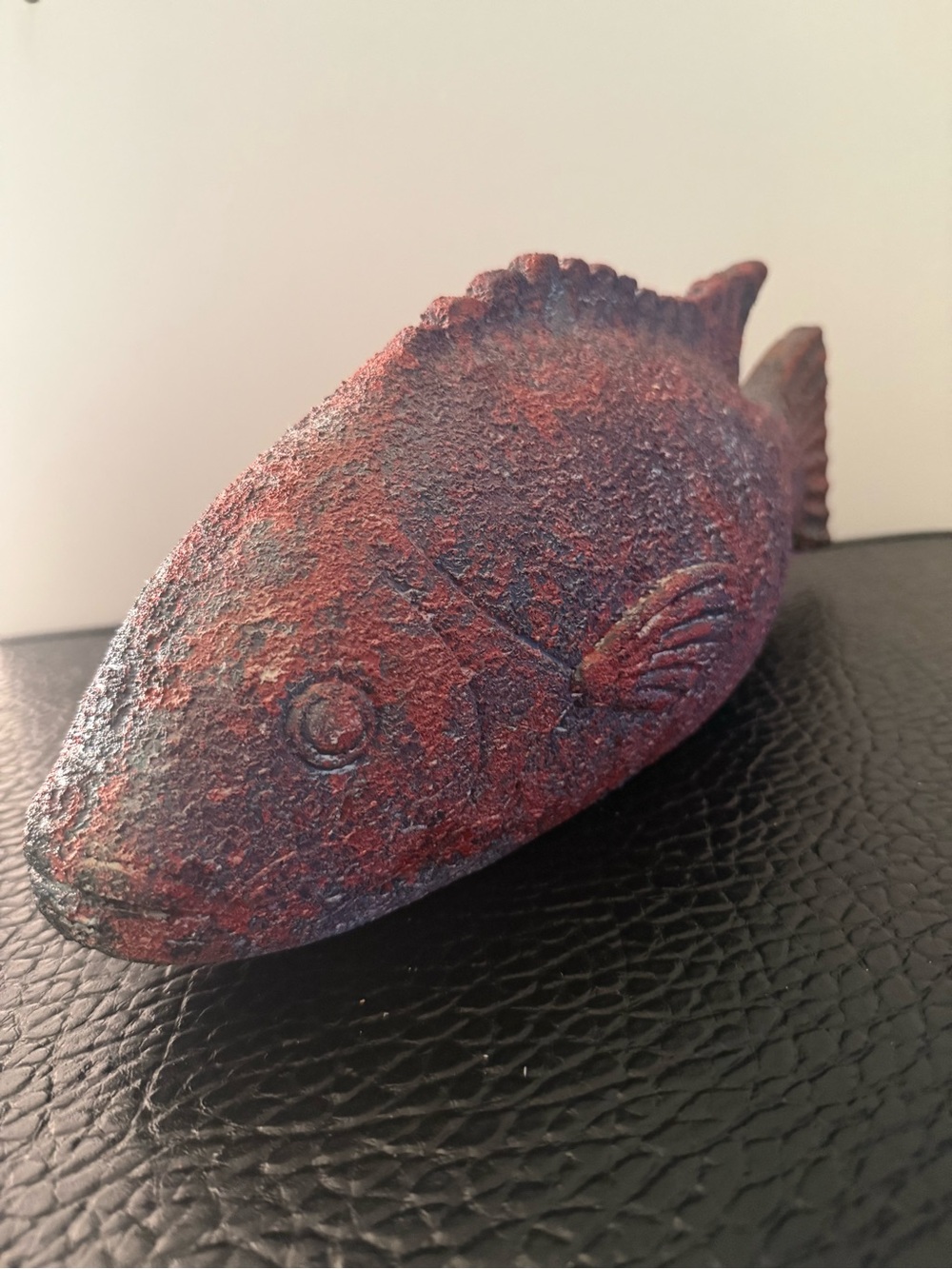Textured Red Fish Sculpture Decorative Accent